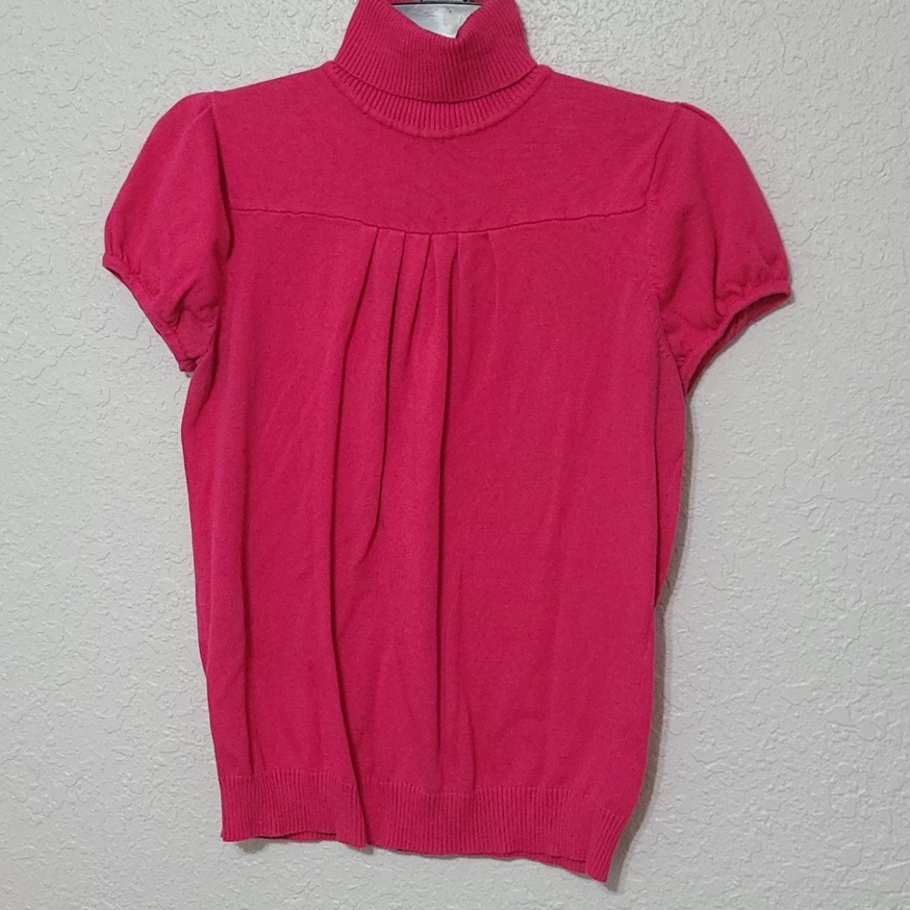 Size M, hot pink, 100% cotton sweater top.